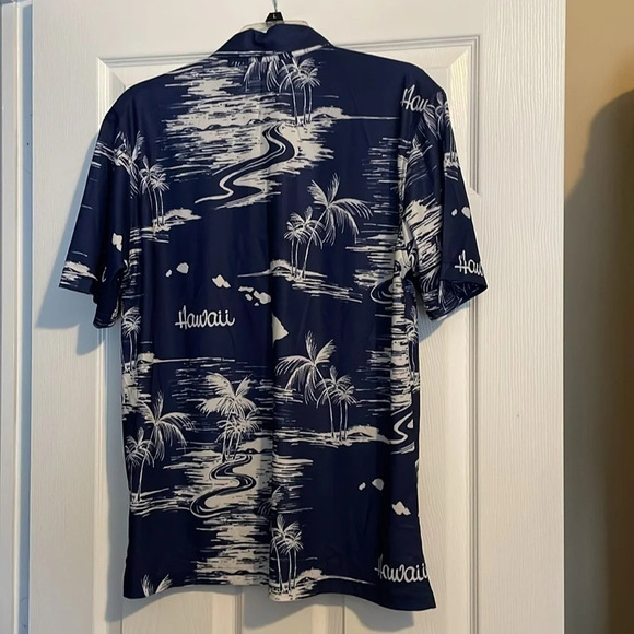 Favant Hawaii men’s blue and white Hawaiian polo shirt size medium - Picture 6 of 8